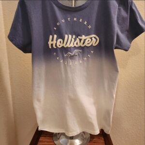 VINTAGE Y2K Coastal HOLLISTER Blue and White OMBRE  T-Shirt, GUC, Medium